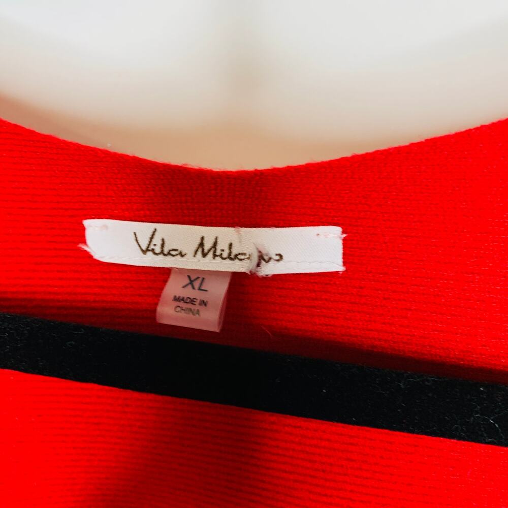 Vila Milano Red Rhinestoned Sweater Sz XL Dolman Sleeve - Picture 8 of 9